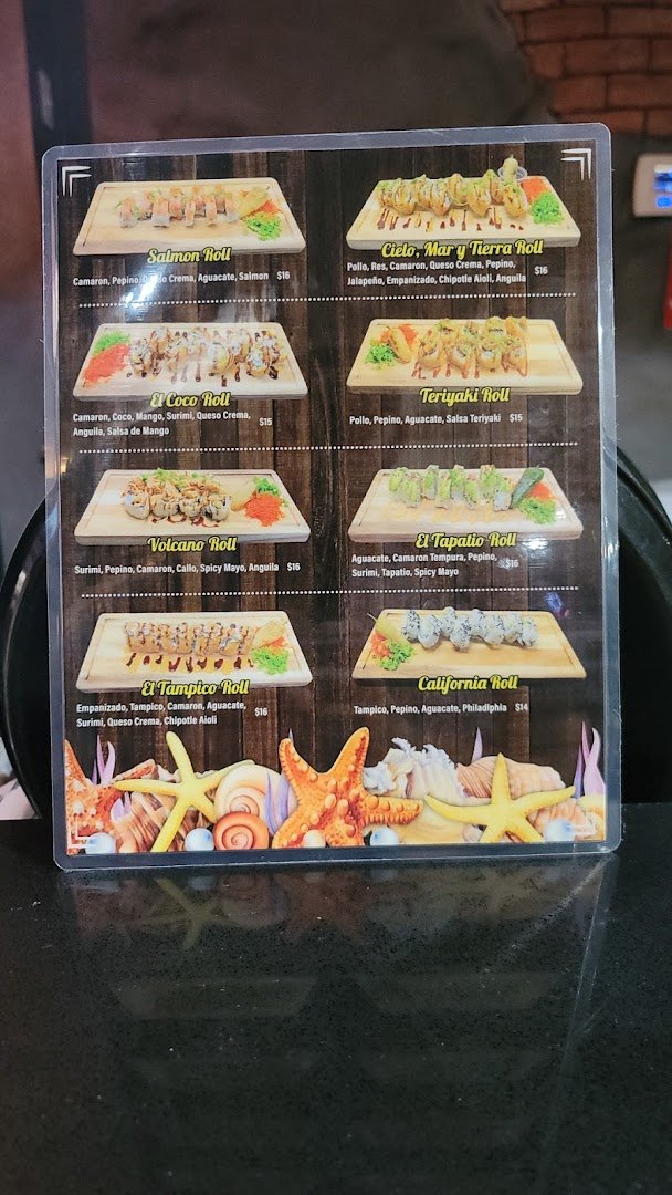 Colorful mariscos dishes served for dine-in.